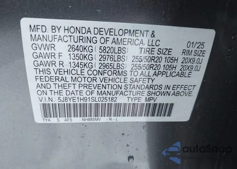 2025 Acura Mdx A-Spec Advance Package из США, поврежденный, VIN 5J8YE1H91SL025182